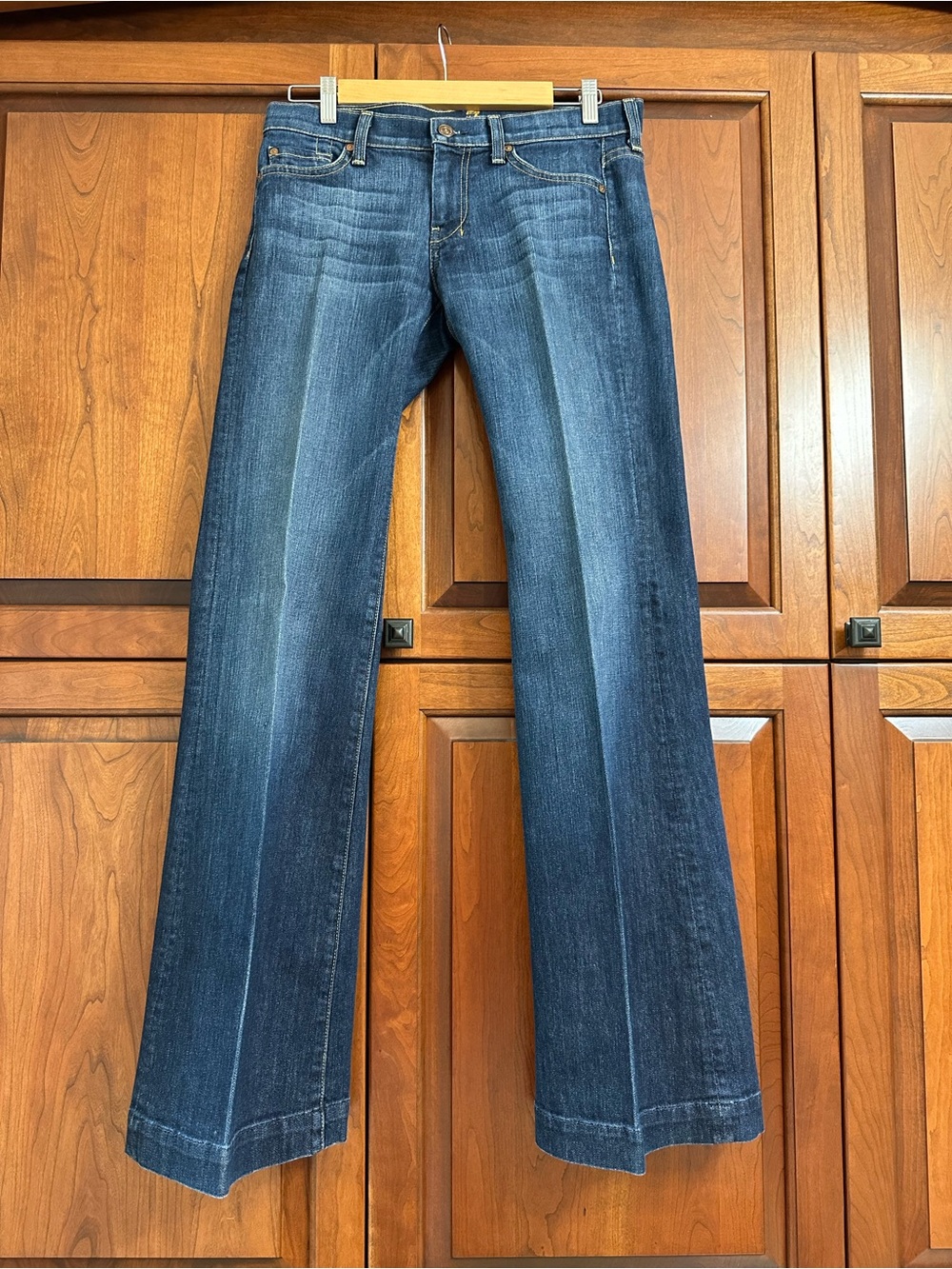 7 For All Mankind Dark Blue Wide-Leg Jeans mid to low rise 32” inseam